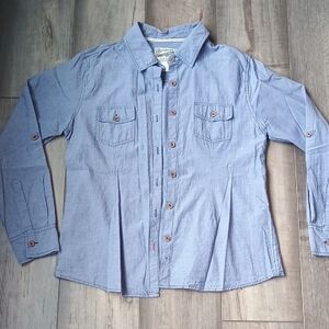 Overdrive Casual Denim Blue Button Down Shirt for Women